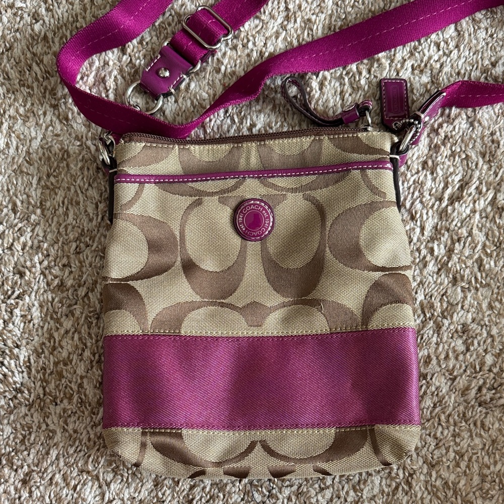 Coach Crossbody Bag - Tan and Pink